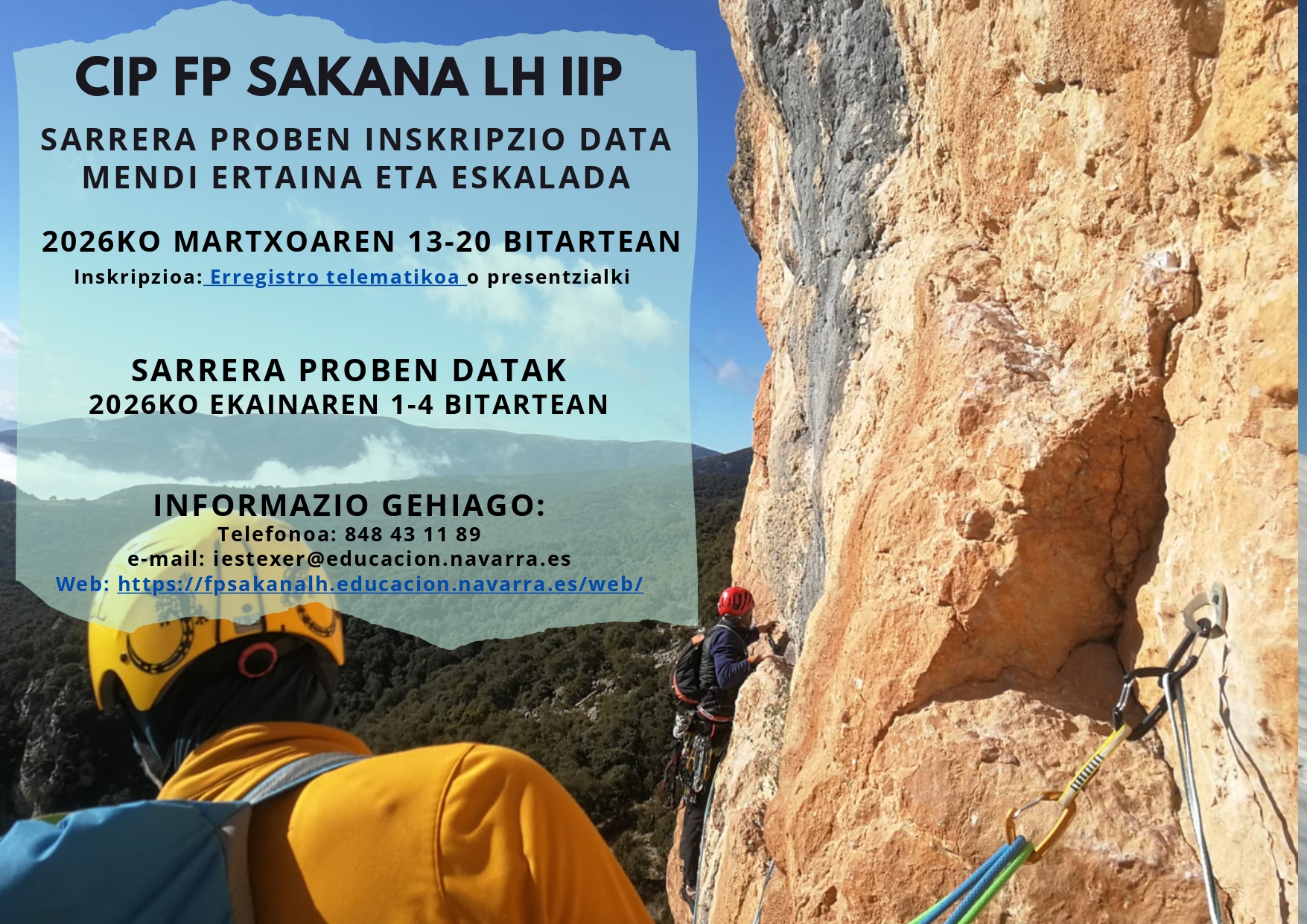 PRUEBAS ACCESO TD MONTA&Ntilde;A Y ESCALADA EN SAKANA FP